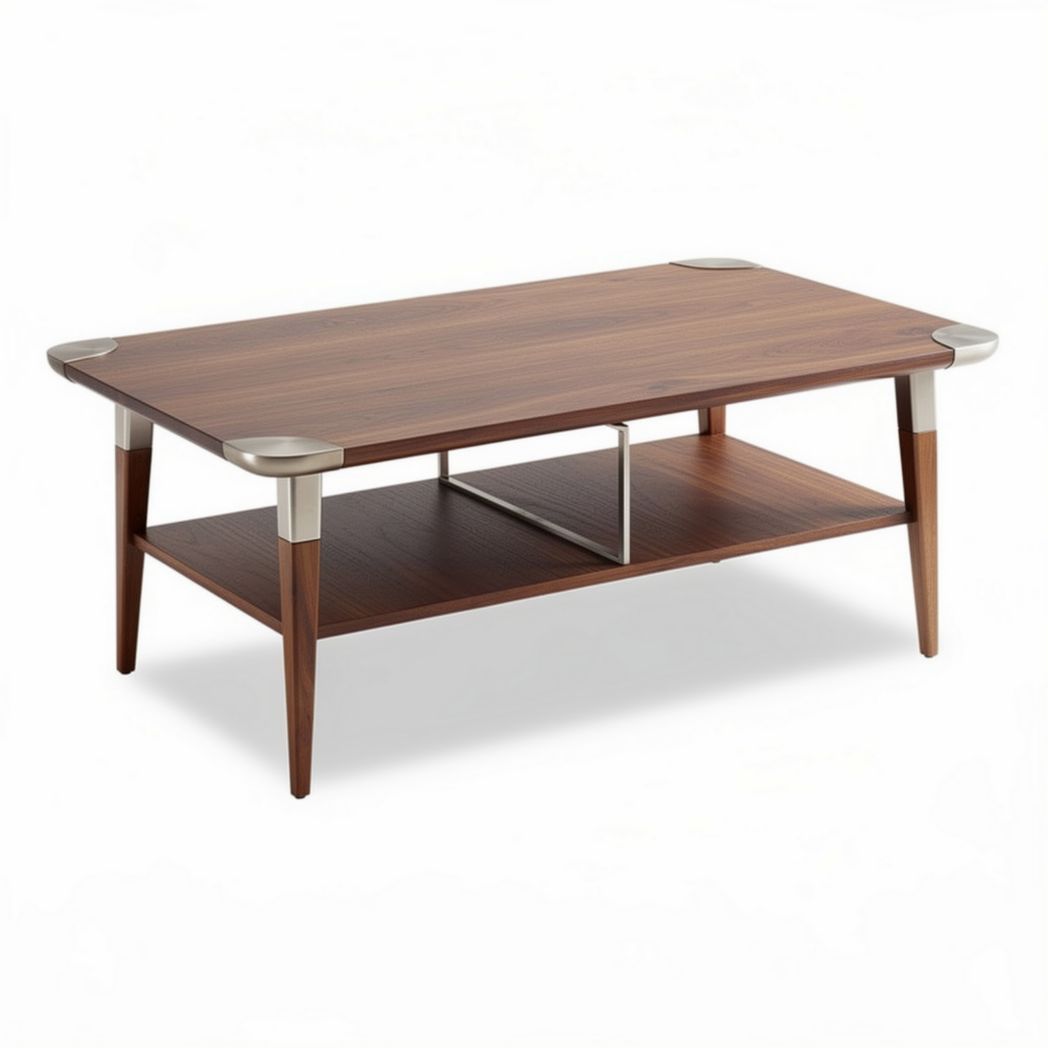 Salontafel van hout met metalen accenten en open schap 120 x 60 x 45cm
