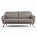 Leren bank met stofinzet en houten poten 180 x 85 x 75cm grijskleurig