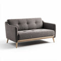 Twee-zits bank van stof met houten poten in grijs 150 x 80 x 75cm