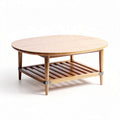 Ronde salontafel van bamboe met open opslagruimte 100 x 60 x 40cm