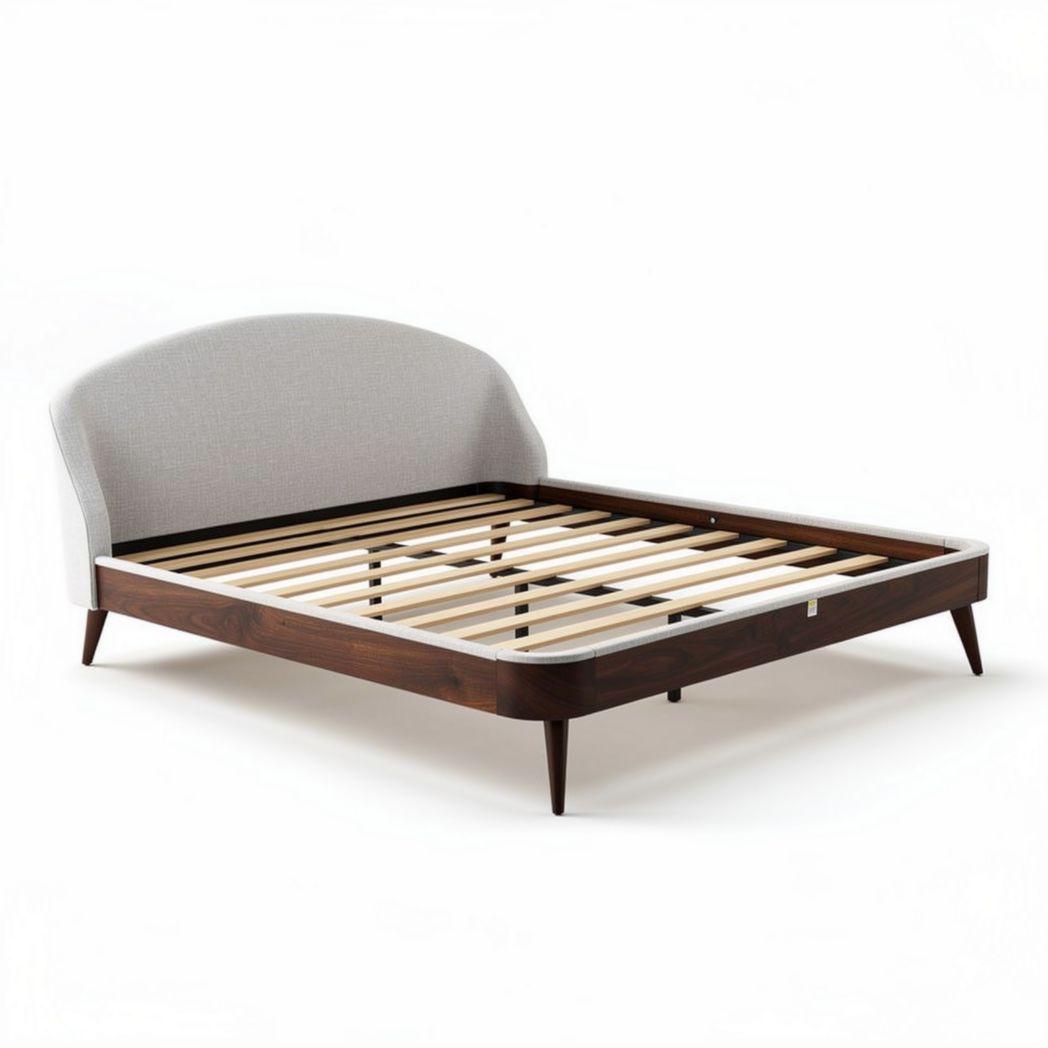 Houten bedframe met gestofferde hoofdbord en lattenbodem 200 x 160 x 100cm