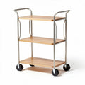 Houten serveerwagen met drie niveaus en stalen frame 80 x 40 x 80cm